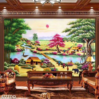 Tranh treo tường phong cảnh đồng quê – làng quê nông thôn Việt Nam