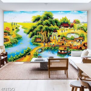 Tranh treo tường phong cảnh đồng quê – làng quê nông thôn Việt Nam
