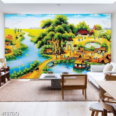 Tranh treo tường phong cảnh đồng quê – làng quê nông thôn Việt Nam