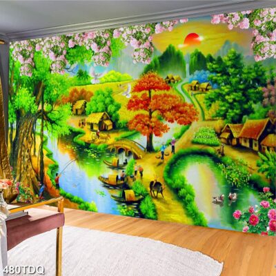 Tranh treo tường phong cảnh đồng quê – làng quê nông thôn Việt Nam