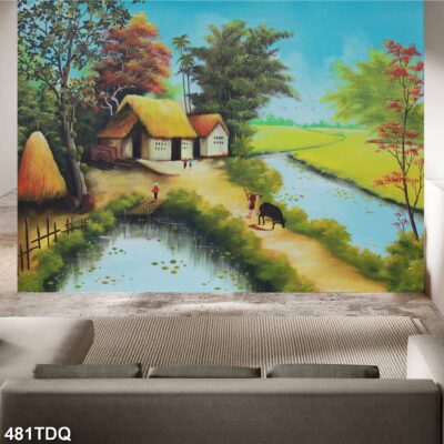 Tranh treo tường phong cảnh đồng quê – làng quê nông thôn Việt Nam