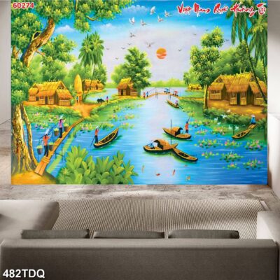 Tranh treo tường phong cảnh đồng quê – làng quê nông thôn Việt Nam