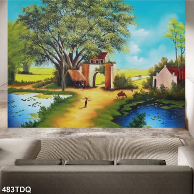 Tranh treo tường phong cảnh đồng quê – làng quê nông thôn Việt Nam
