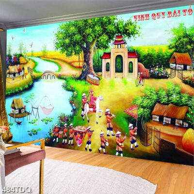 Tranh treo tường phong cảnh đồng quê – làng quê nông thôn Việt Nam