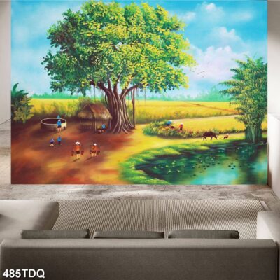 Tranh treo tường phong cảnh đồng quê – làng quê nông thôn Việt Nam