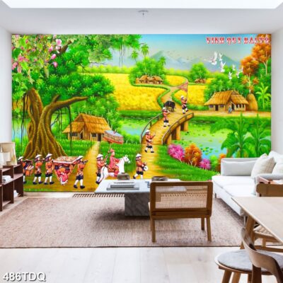 Tranh treo tường phong cảnh đồng quê – làng quê nông thôn Việt Nam