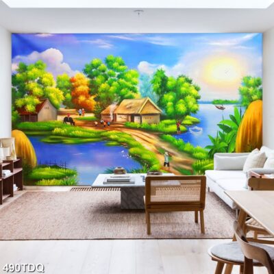 Tranh treo tường phong cảnh đồng quê – làng quê nông thôn Việt Nam