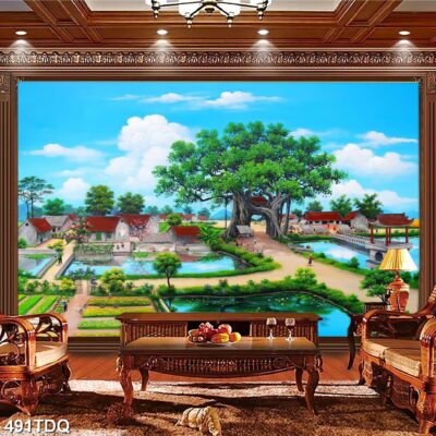 Tranh treo tường phong cảnh đồng quê – làng quê nông thôn Việt Nam