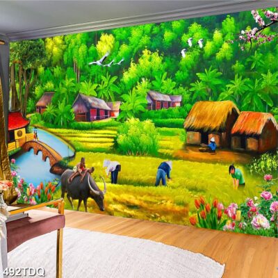 Tranh treo tường phong cảnh đồng quê – làng quê nông thôn Việt Nam