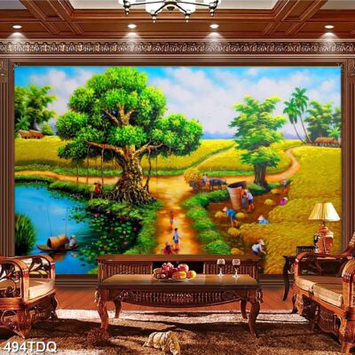 Tranh treo tường phong cảnh đồng quê – làng quê nông thôn Việt Nam