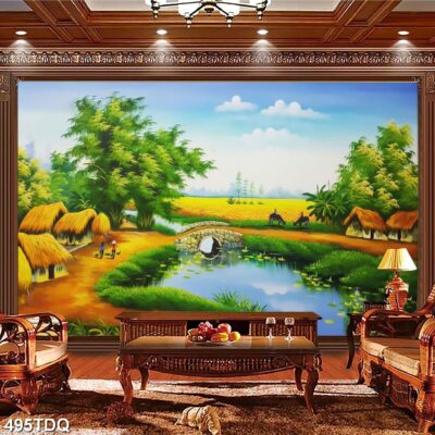 Tranh treo tường phong cảnh đồng quê – làng quê nông thôn Việt Nam