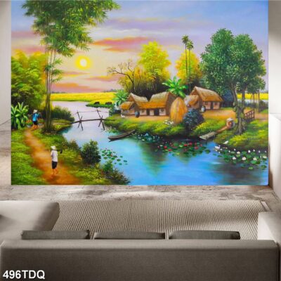 Tranh treo tường phong cảnh đồng quê – làng quê nông thôn Việt Nam