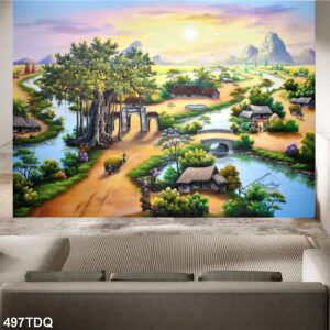 Tranh treo tường phong cảnh đồng quê – làng quê nông thôn Việt Nam