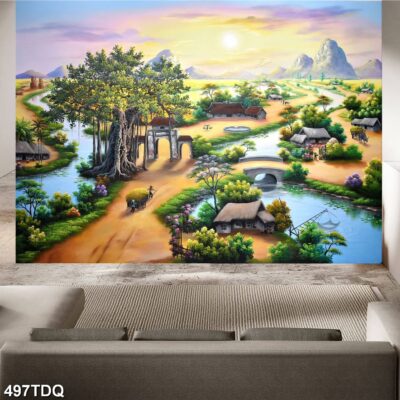 Tranh treo tường phong cảnh đồng quê – làng quê nông thôn Việt Nam