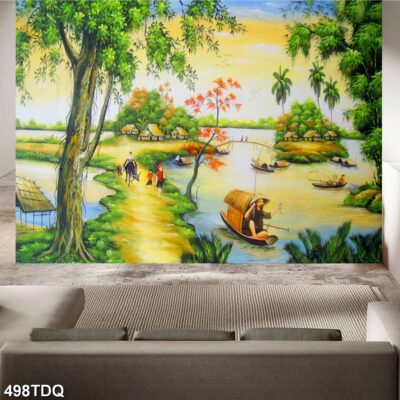 Tranh treo tường phong cảnh đồng quê – làng quê nông thôn Việt Nam