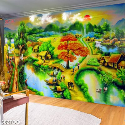 Tranh treo tường phong cảnh đồng quê – làng quê nông thôn Việt Nam