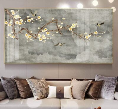 Tranh Chim và Hoa Trung Quốc Trang Trí Phòng Khách Sang Trọng, Tinh Tế, Hiện Đại