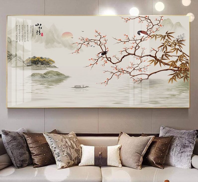 HC1241 Tranh Chim và Hoa Trung Quốc Trang Trí Phòng Khách Sang Trọng, Tinh Tế, Hiện Đại Tranh Chim và Hoa Trung Quốc Trang Trí Phòng Khách Sang Trọng, Tinh Tế, Hiện Đại