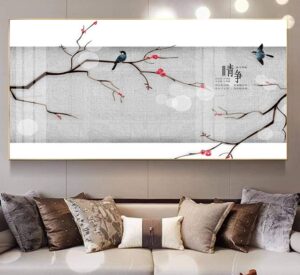 Tranh Chim và Hoa Trung Quốc Trang Trí Phòng Khách Sang Trọng, Tinh Tế, Hiện Đại