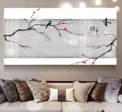 Tranh Chim và Hoa Trung Quốc Trang Trí Phòng Khách Sang Trọng, Tinh Tế, Hiện Đại