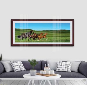 Tranh treo tường mã đáo thành công, tranh bát mã, tranh ngựa trang trí phòng khách, quà tặng tân gia