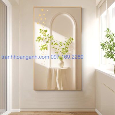 Tranh dọc hiện đại trắng tinh khôi họa tiết chậu hoaTranh dọc hiện đại trắng tinh khôi họa tiết chậu hoa