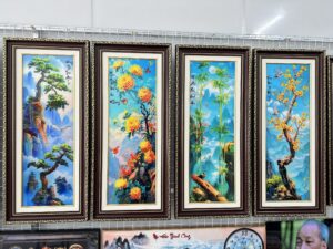 Bộ tranh tứ quý tráng gương cao cấp